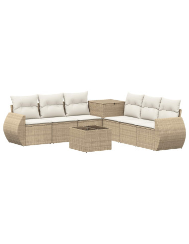 Set di divani 8 pz Beige e Bianco Crema