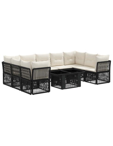 Set Divano da Giardino 10 pz Nero polyrattan