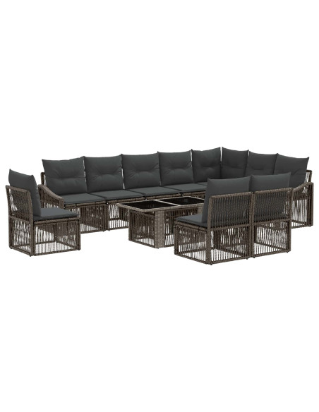 Set Divano da Giardino 11 pz Grigio e Grigio Scuro polyrattan
