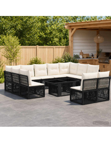 Set Divano da Giardino 12 pz Nero polyrattan