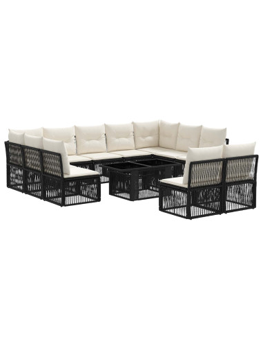 Set Divano da Giardino 12 pz Nero polyrattan