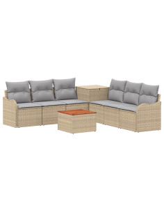 Set di divani 8 pz Beige e Grigio Chiaro 2