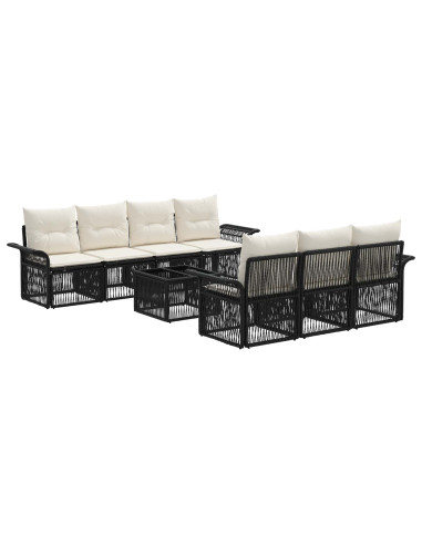 Set Divano da Giardino 8 pz Nero polyrattan