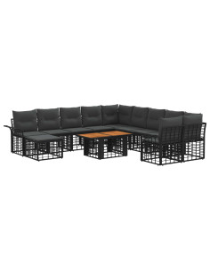 Set Divano da Giardino 12 pz Nero e Grigio scuro polyrattan 2
