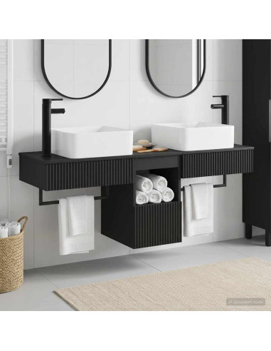 Set di Armadi da Bagno 3 pz Nero 53 x 35 x 39 cm