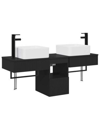 Set di Armadi da Bagno 3 pz Nero 53 x 35 x 39 cm