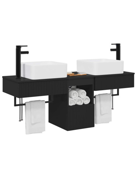 Set di Armadi da Bagno 3 pz Nero 53 x 35 x 39 cm