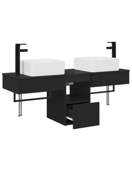 Set di Armadi da Bagno 3 pz Nero 53 x 35 x 39 cm