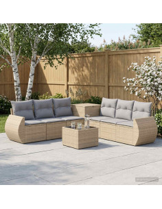 Set di divani 8 pz Beige e Grigio Chiaro