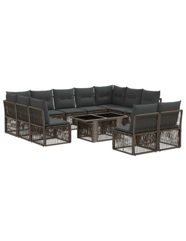 Set Divano da Giardino 12 pz Grigio polyrattan