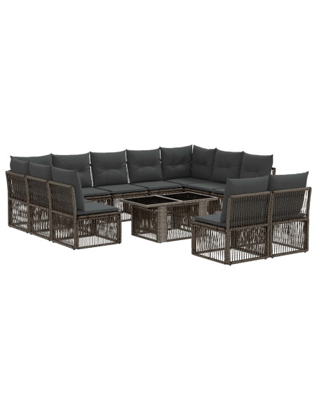 Set Divano da Giardino 12 pz Grigio polyrattan
