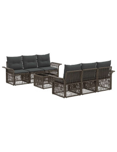 Set Divano da Giardino 7 pz Grigio polyrattan 2
