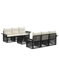 Set Divano da Giardino 7 pz Nero polyrattan 2