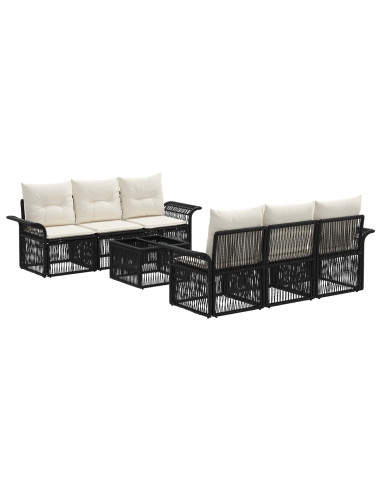 Set Divano da Giardino 7 pz Nero polyrattan