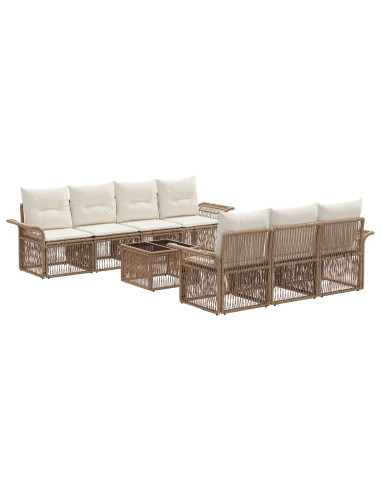 Set Divano da Giardino 8 pz Beige polyrattan