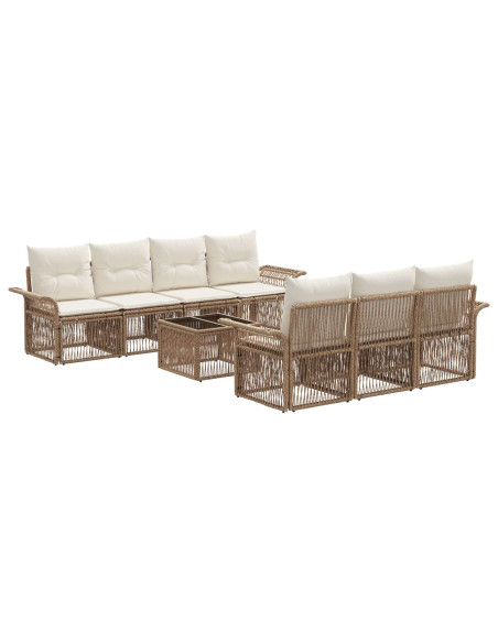 Set Divano da Giardino 8 pz Beige polyrattan