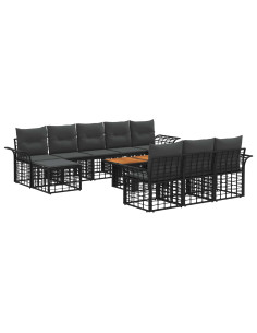 Set Divano da Giardino 11 pz Nero e Grigio scuro polyrattan 2
