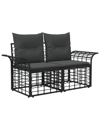 Set Divano da Giardino 11 pz Nero e Grigio scuro polyrattan