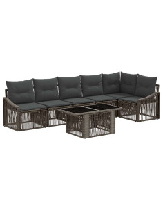 Set Divano da Giardino 7 pz Grigio e Grigio Scuro polyrattan 2