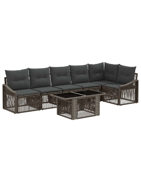 Set Divano da Giardino 7 pz Grigio e Grigio Scuro polyrattan