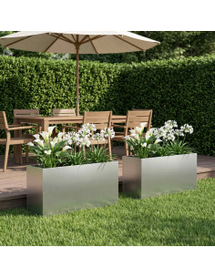 Vaso da giardino 2 pz Argento 100 x 30 x 40 cm Acciaio zincato