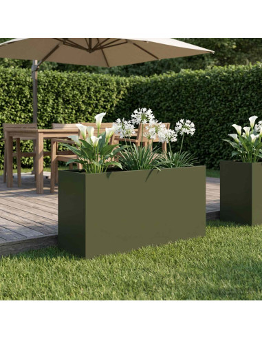 Vaso da giardino Verde Oliva 100 x 30 x 40 cm