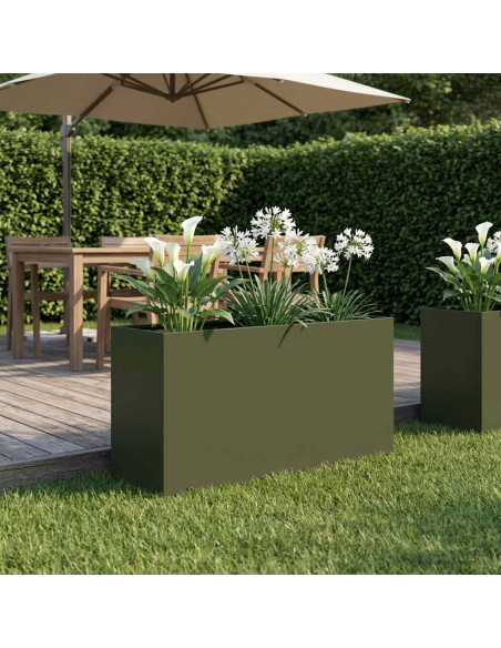 Vaso da giardino Verde Oliva 100 x 30 x 40 cm