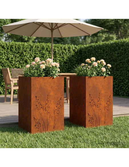 Vaso da giardino 2 pz Ruggine 50 x 50 x 75 cm Acciaio Corten