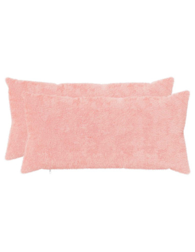 Federa 2 pz HEERLEN Rosa 40 x 70 cm Pelliccia di Coniglio Finta