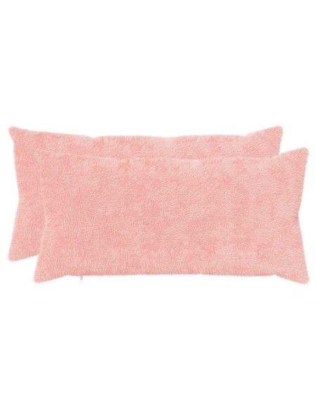 Federa 2 pz HEERLEN Rosa 40 x 70 cm Pelliccia di Coniglio Finta