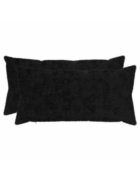 Federa 2 pz HEERLEN Nero 40 x 70 cm Pelliccia di Coniglio Finta