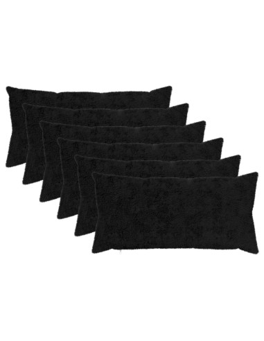 Federa 6 pz HEERLEN Nero 40 x 70 cm Pelliccia di Coniglio Finta