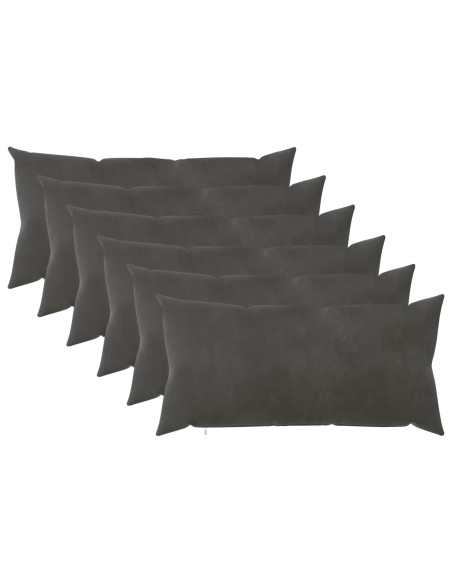 Federa 6 pcs HEERLEN Grigio Scuro 40 x 70 cm Velluto