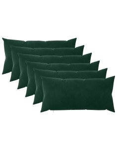 Federa 6 pcs HEERLEN Verde Scuro 40 x 70 cm Velluto