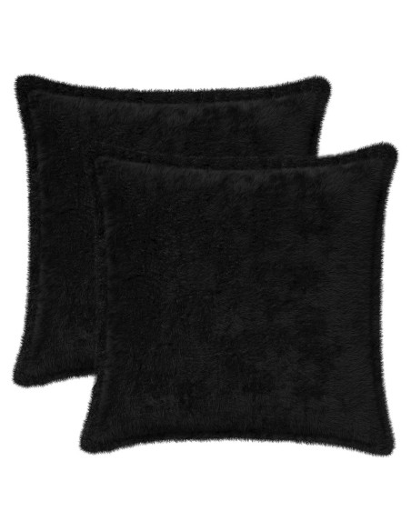Federa 2 pz HOUTEN Nero 35 x 35 cm Pelliccia di Coniglio Finta