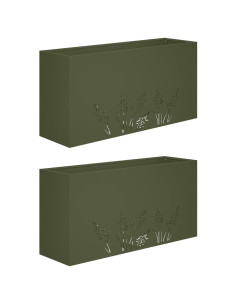 Vaso da giardino 2 pz Verde Oliva 100 x 30 x 49 cm 2