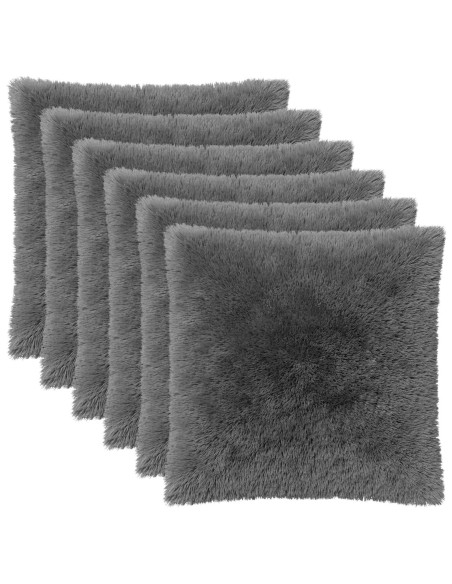 Federa 6 pcs HEERLEN Grigio Chiaro 65 x 65 cm Fleece PV
