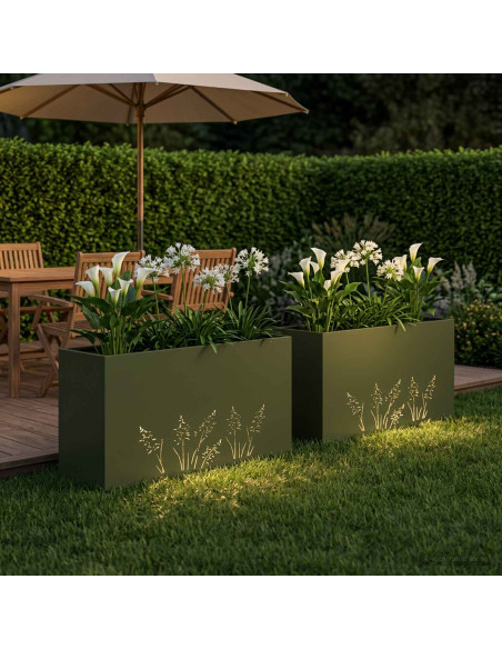 Vaso da giardino 2 pz Verde Oliva 100 x 30 x 49 cm