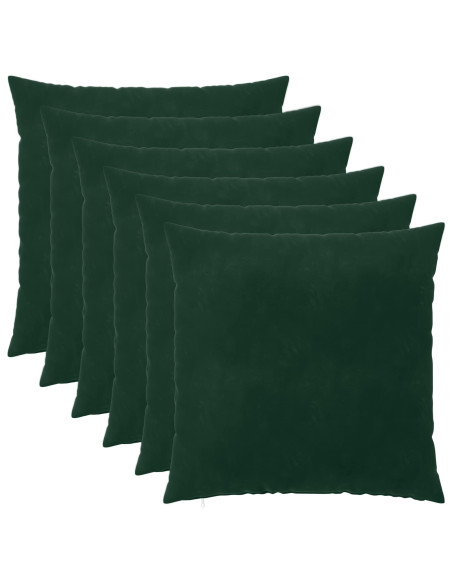 Federa 6 pcs HEERLEN Verde Scuro 65 x 65 cm Velluto