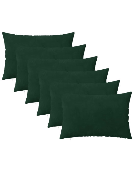Federa 6 pcs HEERLEN Verde Scuro 40 x 60 cm Velluto