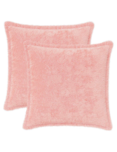 Federa 2 pz HOUTEN Rosa 40 x 40 cm Pelliccia di Coniglio Finta