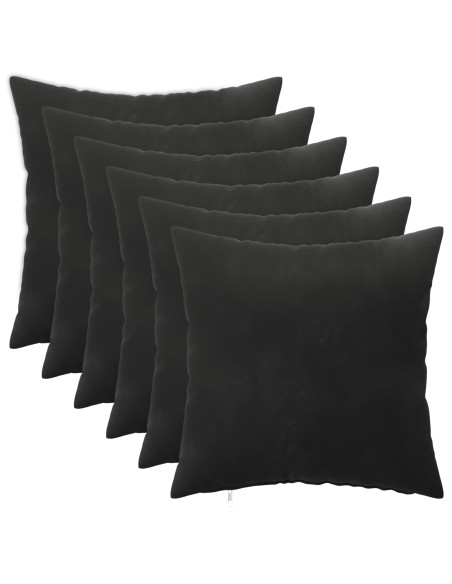 Federa 6 pcs HEERLEN Nero 50 x 50 cm Velluto
