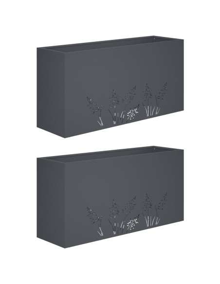 Vaso da giardino 2 pz Antracite 100 x 30 x 49 cm