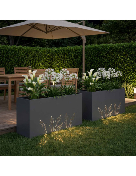 Vaso da giardino 2 pz Antracite 100 x 30 x 49 cm