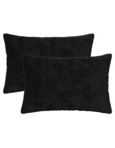 Federa 2 pz HEERLEN Nero 50 x 70 cm Pelliccia di Coniglio Finta