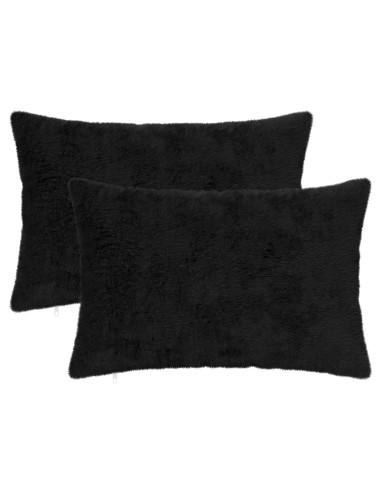 Federa 2 pz HEERLEN Nero 50 x 70 cm Pelliccia di Coniglio Finta