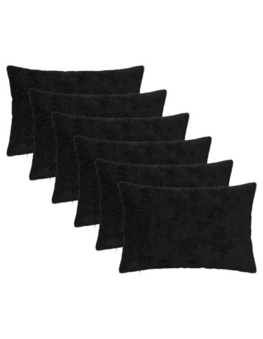 Federa 6 pz HEERLEN Nero 50 x 70 cm Pelliccia di Coniglio Finta