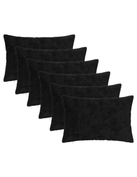 Federa 6 pz HEERLEN Nero 50 x 70 cm Pelliccia di Coniglio Finta