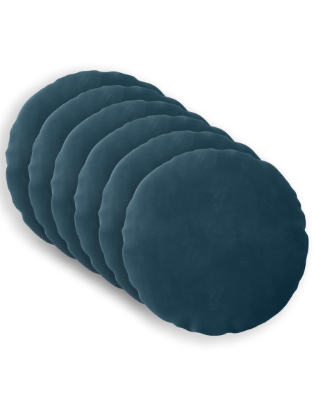 Federa 6 pcs HEERLEN Blu Ø 60 cm Velluto