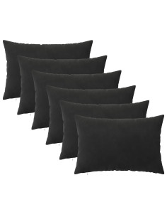 Federa 6 pcs HEERLEN Nero 50 x 75 cm Velluto